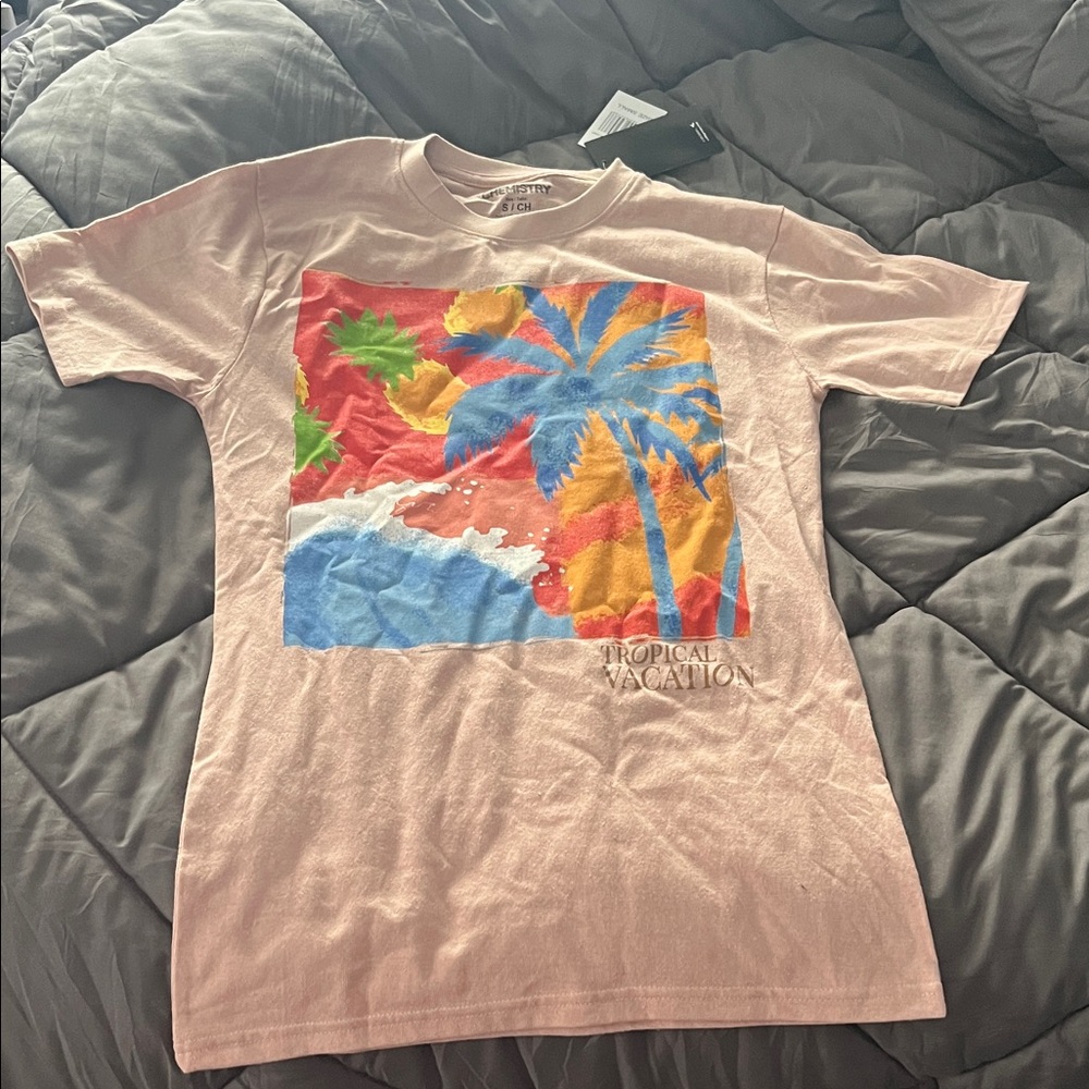 Chemistry Pastel Pink T-Shirt with Colorful Graphic